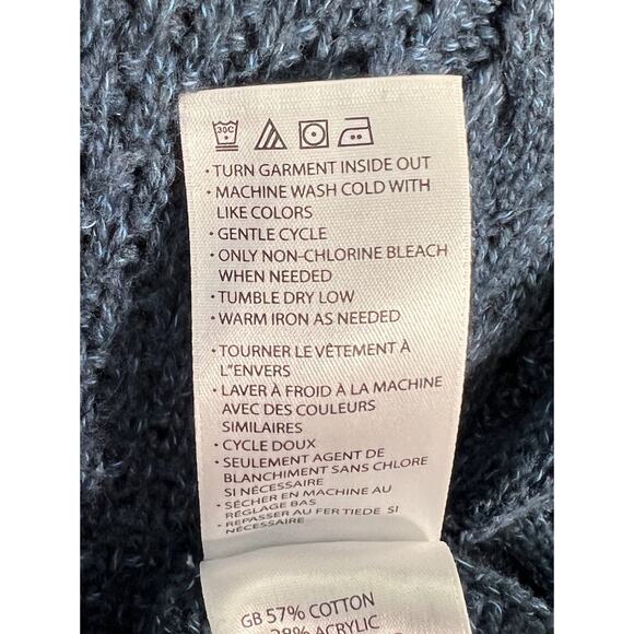 Oak Hill DXL Big & Tall Sweater Men's 4XLT Blue Cable Knit Cardigan Shawl Collar - Picture 9 of 10